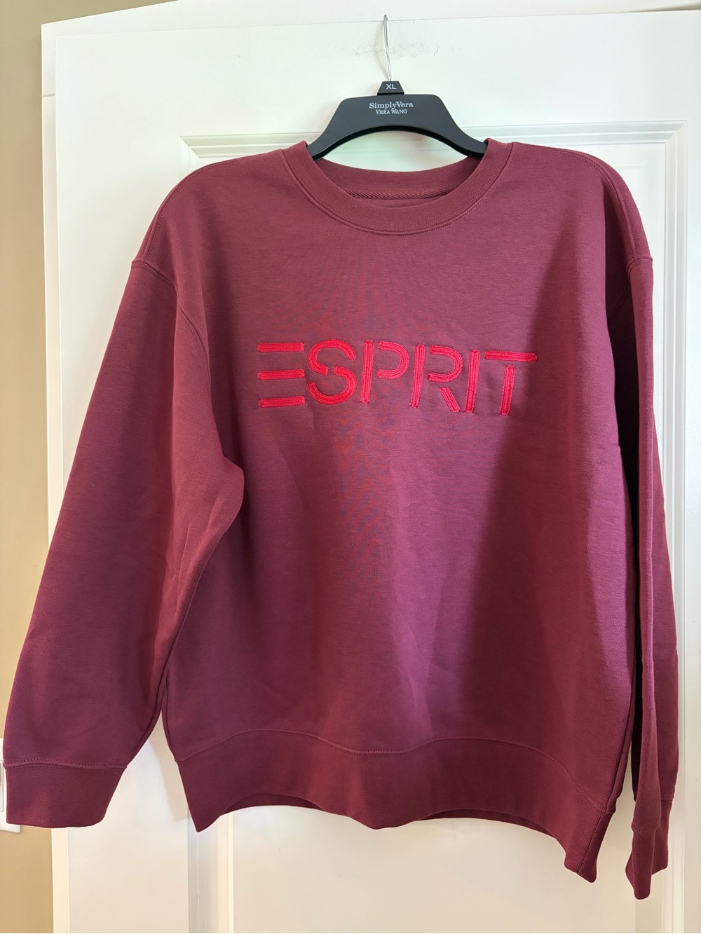 NET Esprit Women’s Burgundy Crewneck Sweatshirt with Red Logo
